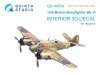 Quinta Studio QD+48554 Bristol Beaufighter Mk.VI 3D-Printed & coloured Interior on decal paper (Tamiya) (with 3D-printed resin parts) 1/48